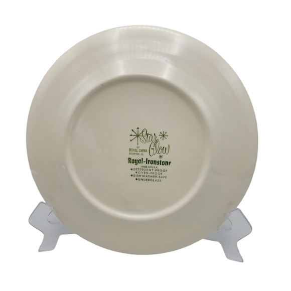 Vintage Royal China STAR GLOW Plate 10" MCM USA Gold Atomic Starburst Ironstone - Picture 8 of 10